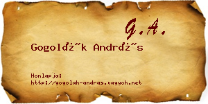 Gogolák András névjegykártya